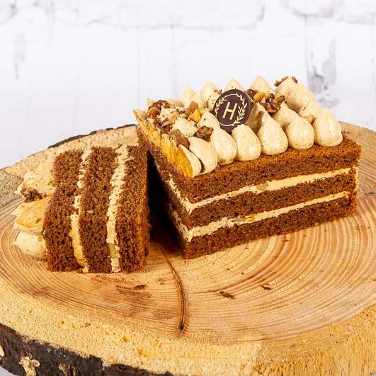 A sliced coffee sponge